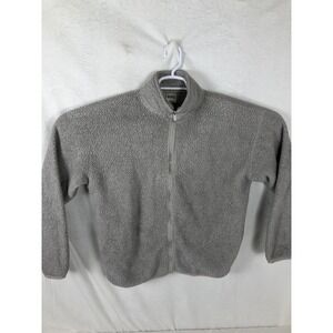 PINK Victoria's Secret Jacket Teen Womens Medium Gray‎ Sherpa Fleece Full Zip